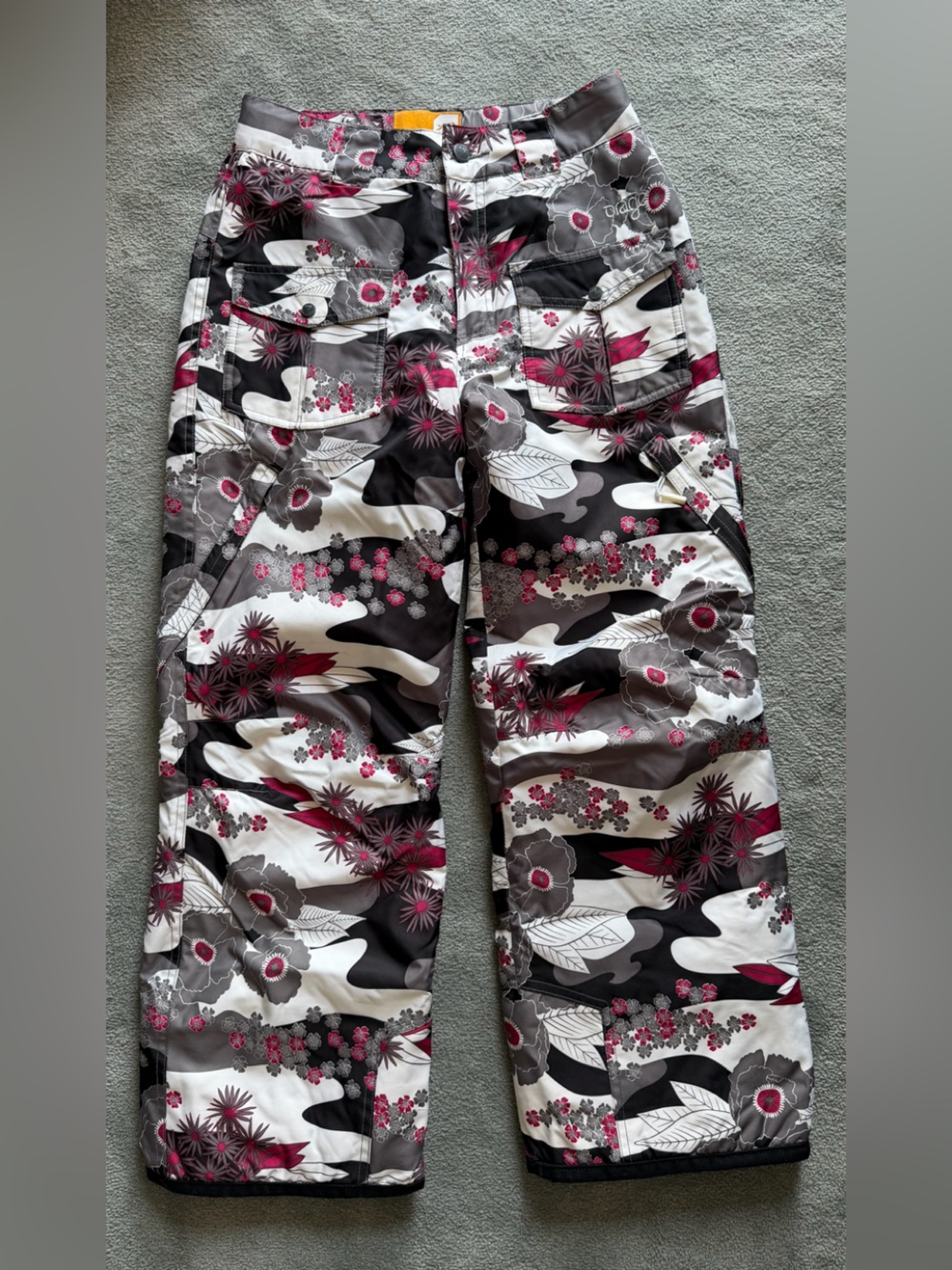 Orage PR1ME Girl’s Floral Snowboard Pants In Red/Gray/Black/White